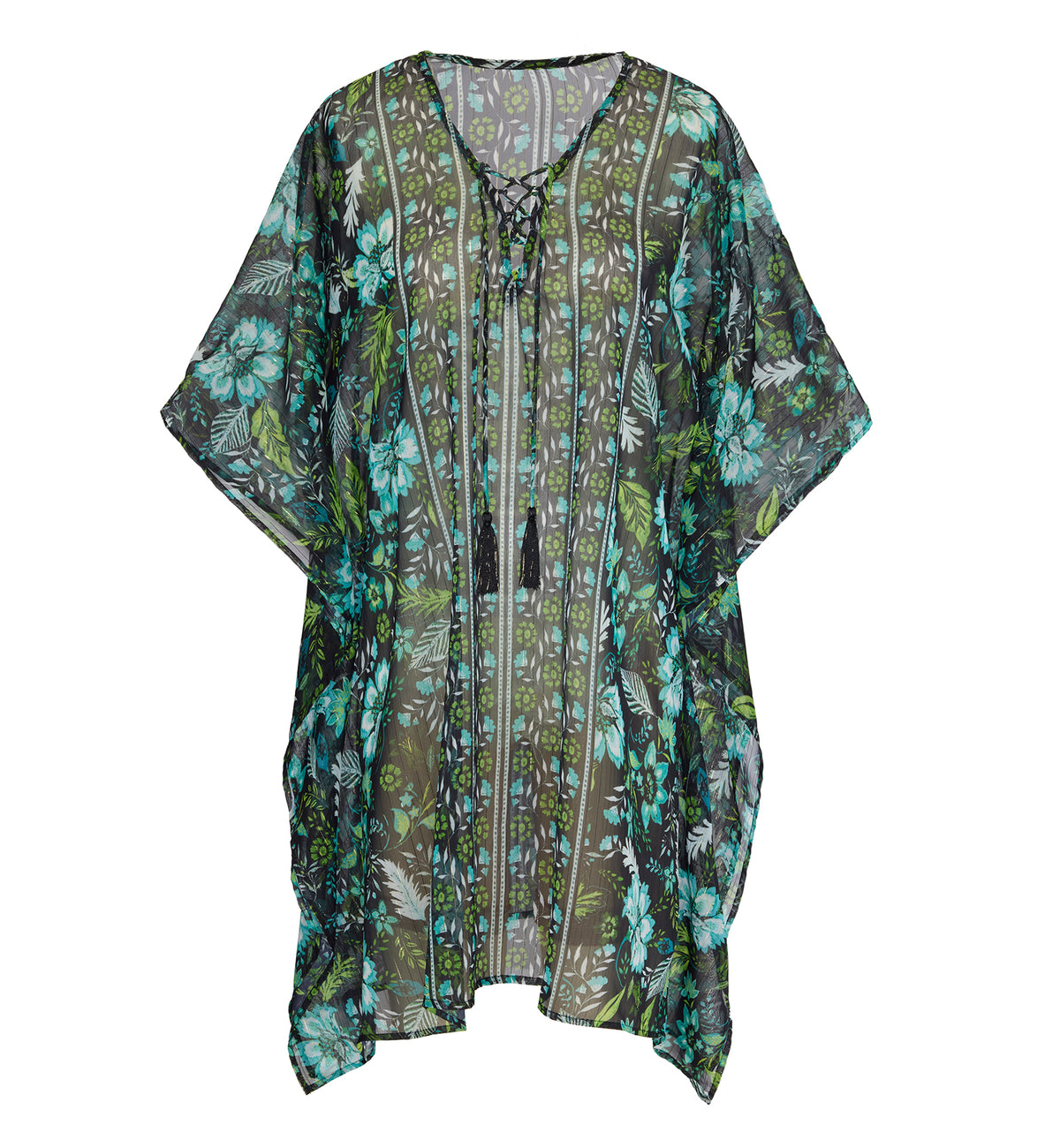 Miraclesuit Florica Caftan Swim Cover Up (6566198),Black/Multi - Black/Multi,One Size