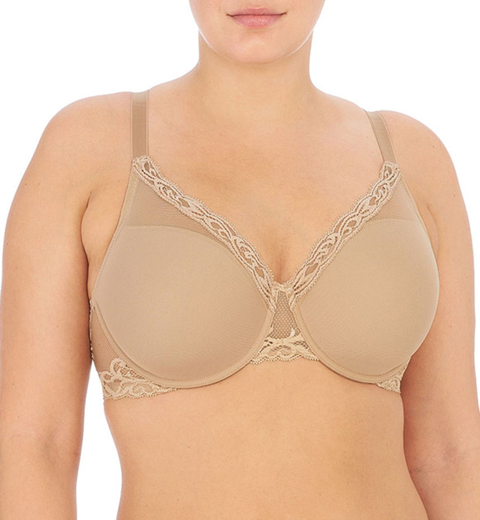Natori Feathers Full Figure Contour Plunge Underwire Bra (741299),30D,Cafe - Cafe,30D