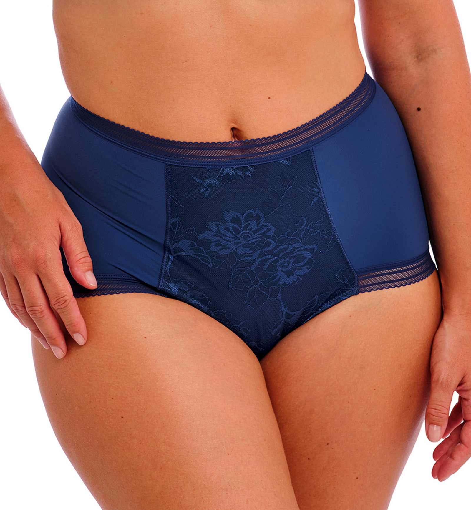 Fantasie Fusion Lace High Waist Brief (102352),Medium,French Navy - French Navy,Medium