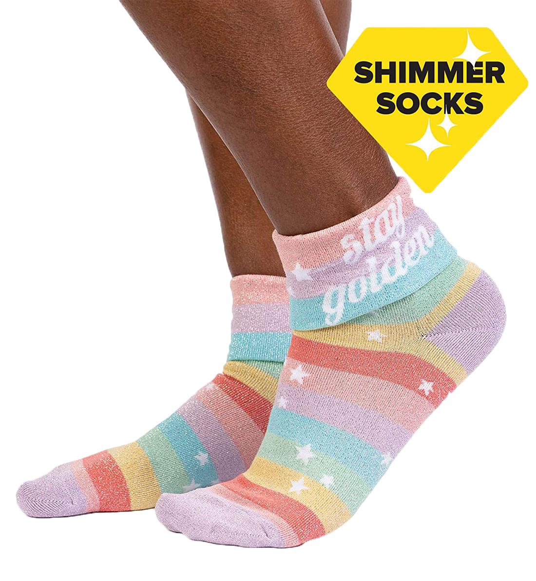 SOCK it to me 2-Way Turn Cuff Crew Socks (q0001),Stay Golden - Stay Golden,One Size