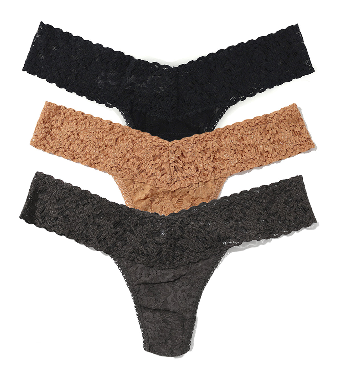 Hanky Panky 3-PACK Signature Lace Low Rise Thong (49113PK),SASG - SASG,One Size
