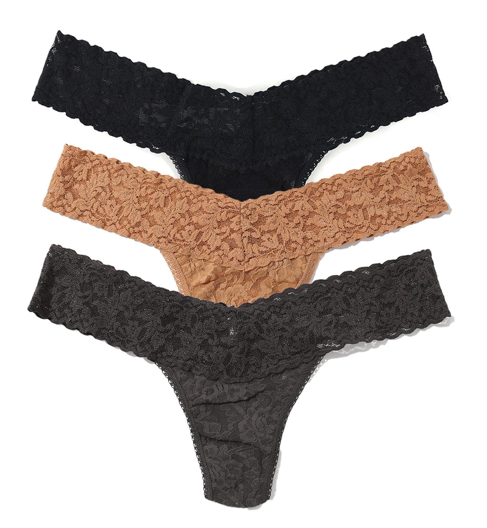 Hanky Panky 3-PACK Signature Lace Low Rise Thong (49113PK),SASG - SASG,One Size
