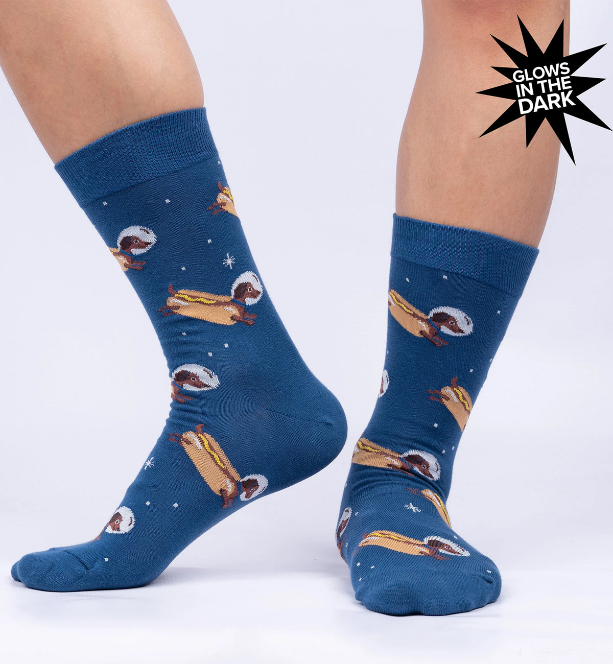 SOCK it to me Men's Crew Socks (MEF0606),Weiner Dogs, In Space! - Weiner Dogs In Space!,One Size