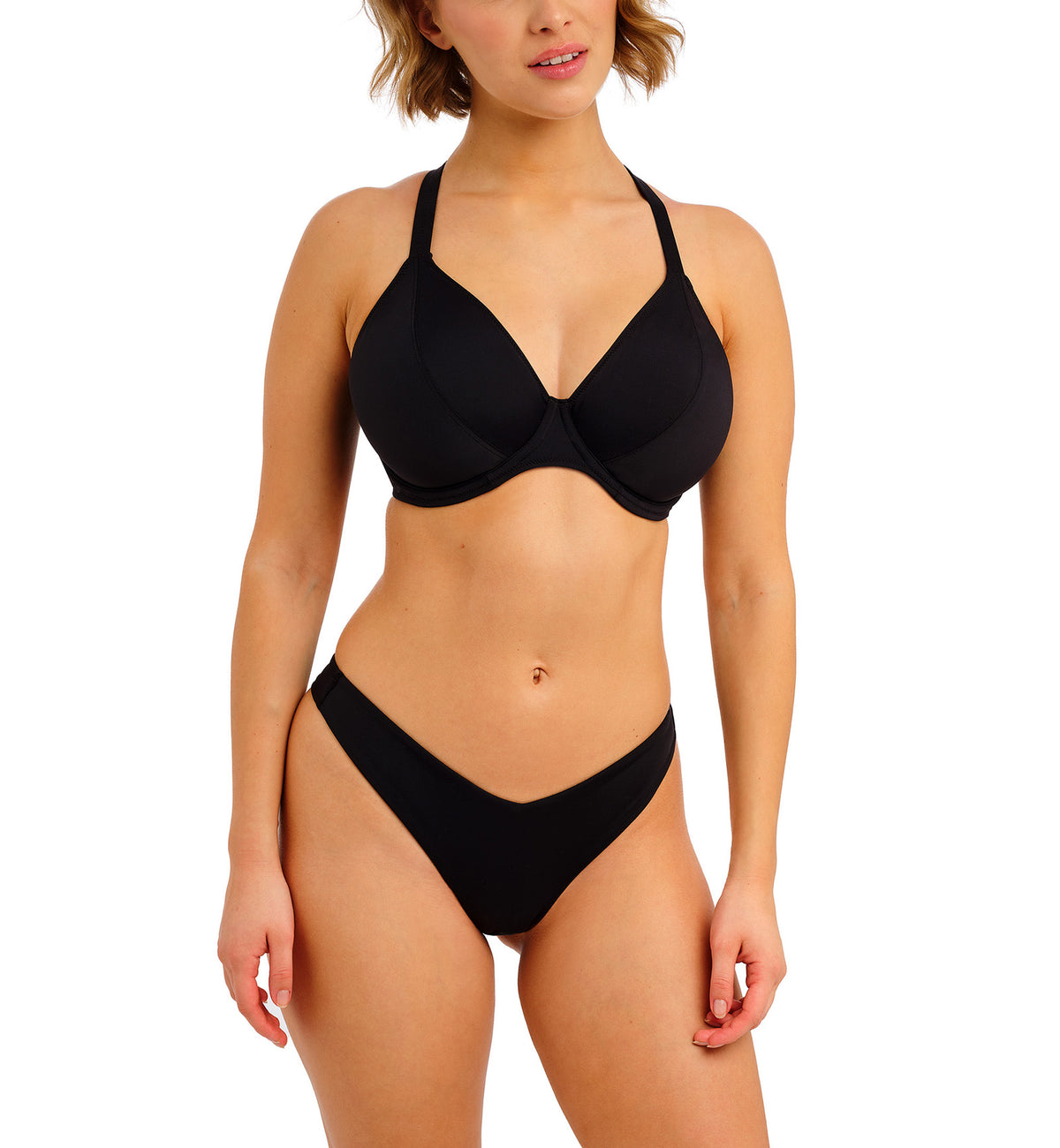 Freya Jewel Cove Underwire Bikini Top (7225),28D,Plain Black - Plain Black,28D