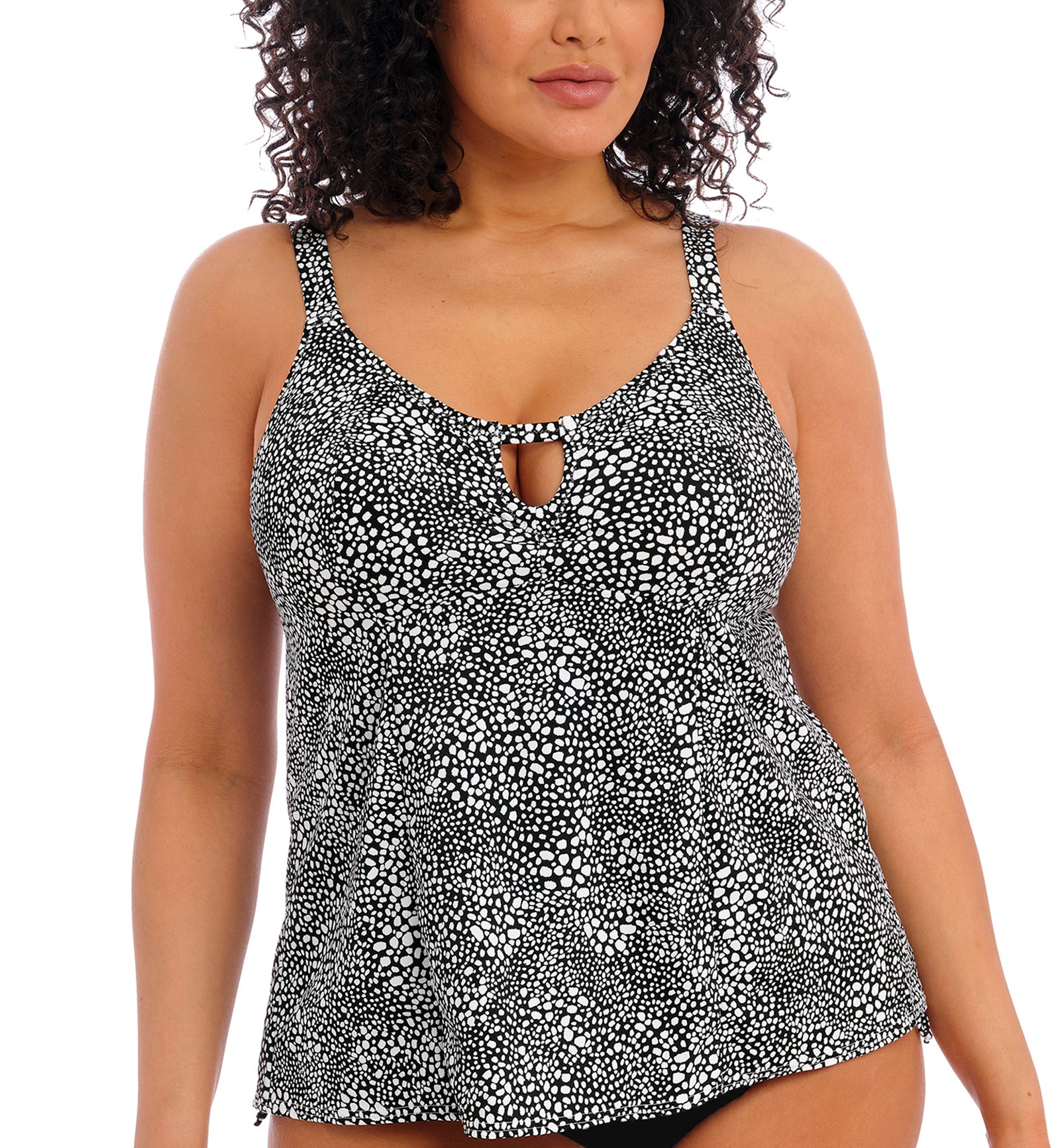 Elomi Pebble Cove Handkerchief Hem Molded Tankini (ES801161),UK 16,Black - Black,UK 16