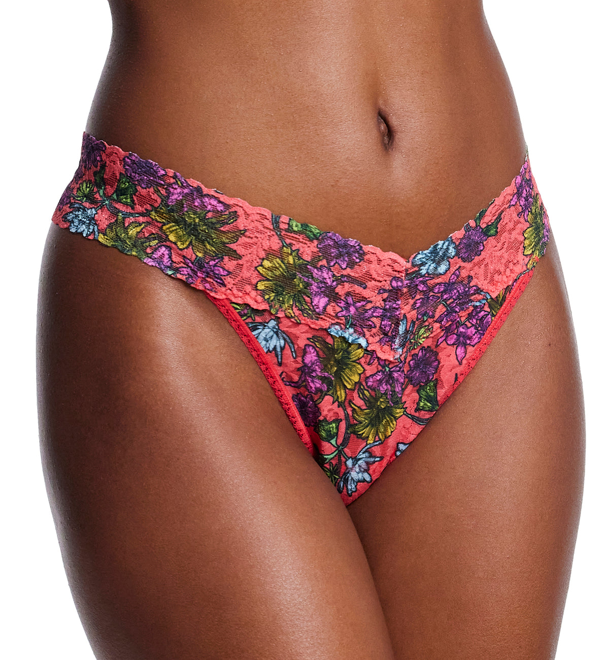 Hanky Panky Signature Lace Printed Original Rise Thong (PR4811P),Wonderland Blooms - Wonderland Blooms,One Size