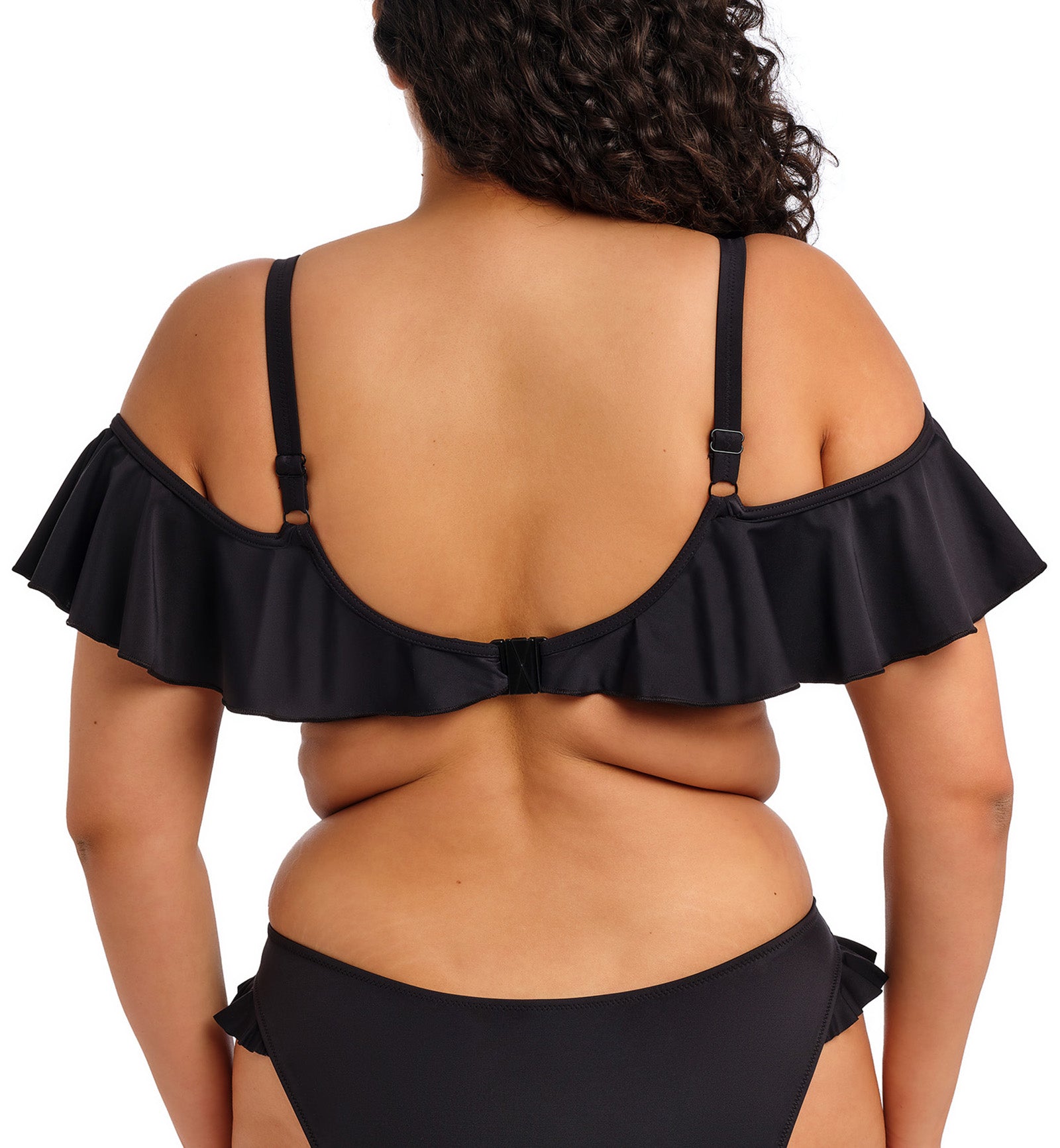 Elomi Plain Sailing Bardot Ruffle Underwire Bikini Top (ES7283),34G,Black - Black,34G
