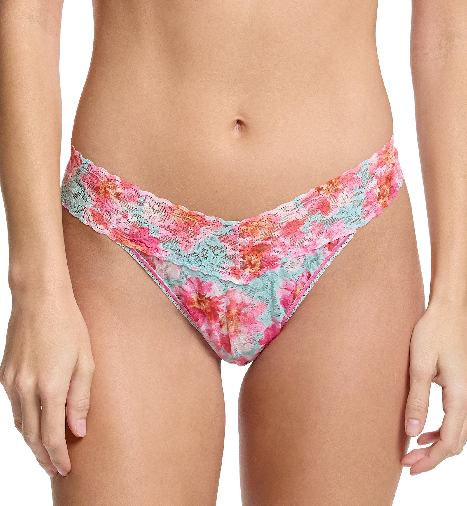 Hanky Panky Signature Lace Printed Original Rise Thong (PR4811P),First Bloom - First Bloom,One Size