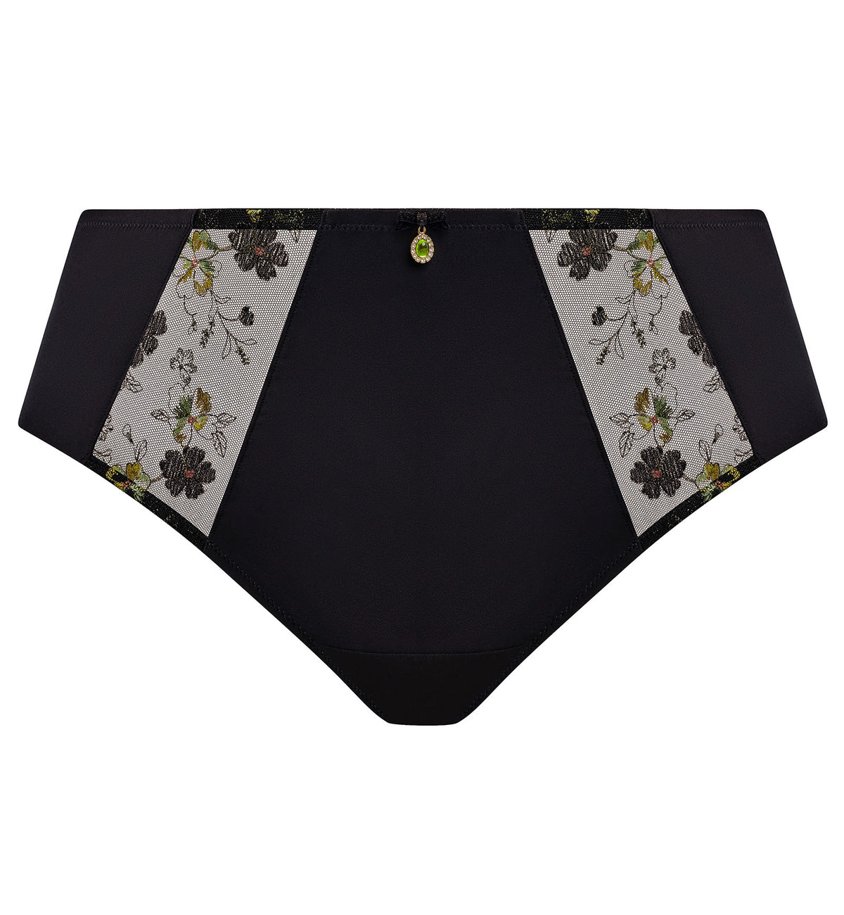 Elomi Lyriana High Leg Brief Panty (303750),Small,Jet - Jet,Small