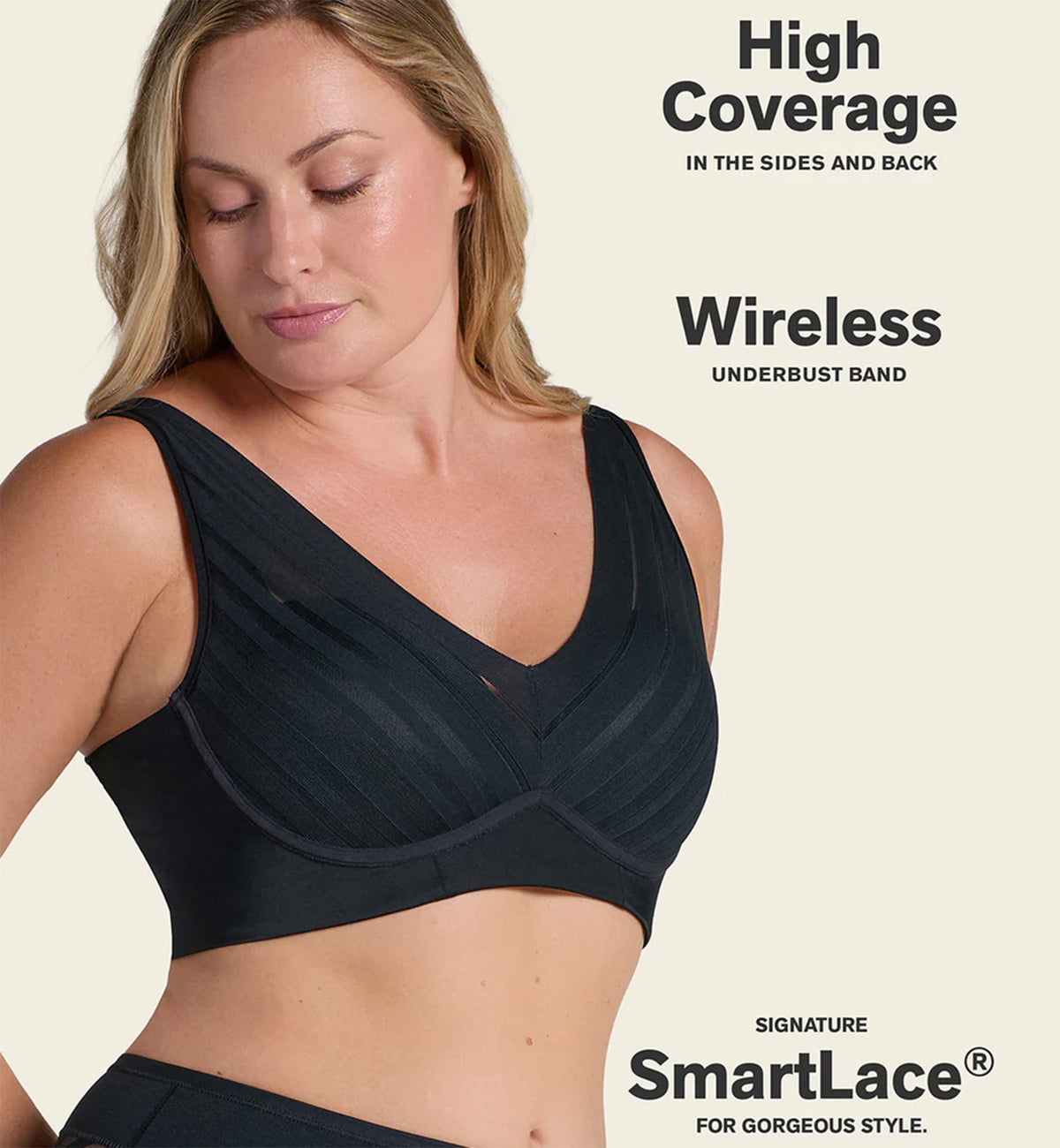 Leonisa Daily Lace Wireless Support Bra (091174),Small,Black - Black,Small