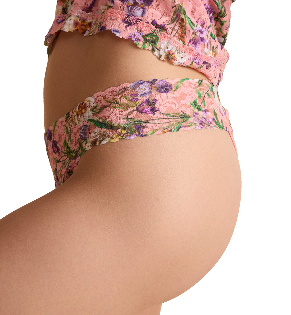 Hanky Panky Signature Lace Printed Original Rise Thong (PR4811P),Fawning Flora - Fawning Flora,One Size