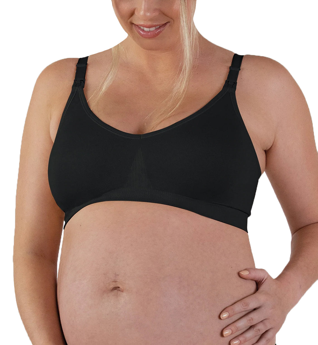 BRAVADO! DESIGNS Body Silk Seamless Nursing Bra (1401V),Small,Black - Black,Small