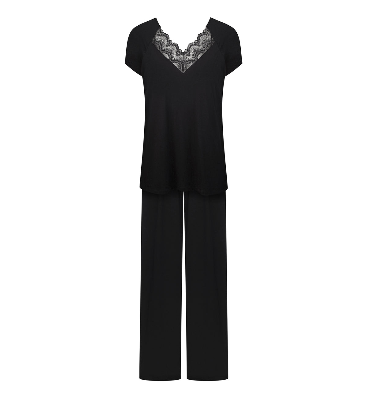 effetto Bamboo Basics PJ T-Shirt and Pants Set (02101),XS,Black - Black,XS