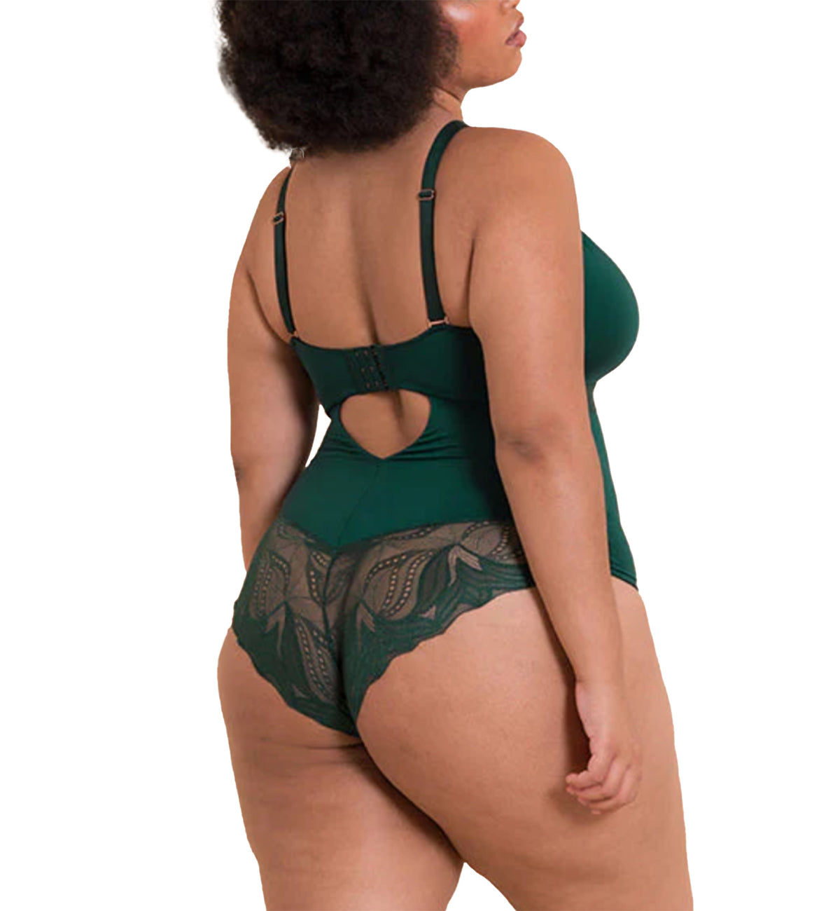 Scantilly by Curvy Kate Indulgence Stretch Lace Body Suit (ST010704),S,Emerald - Emerald,Small