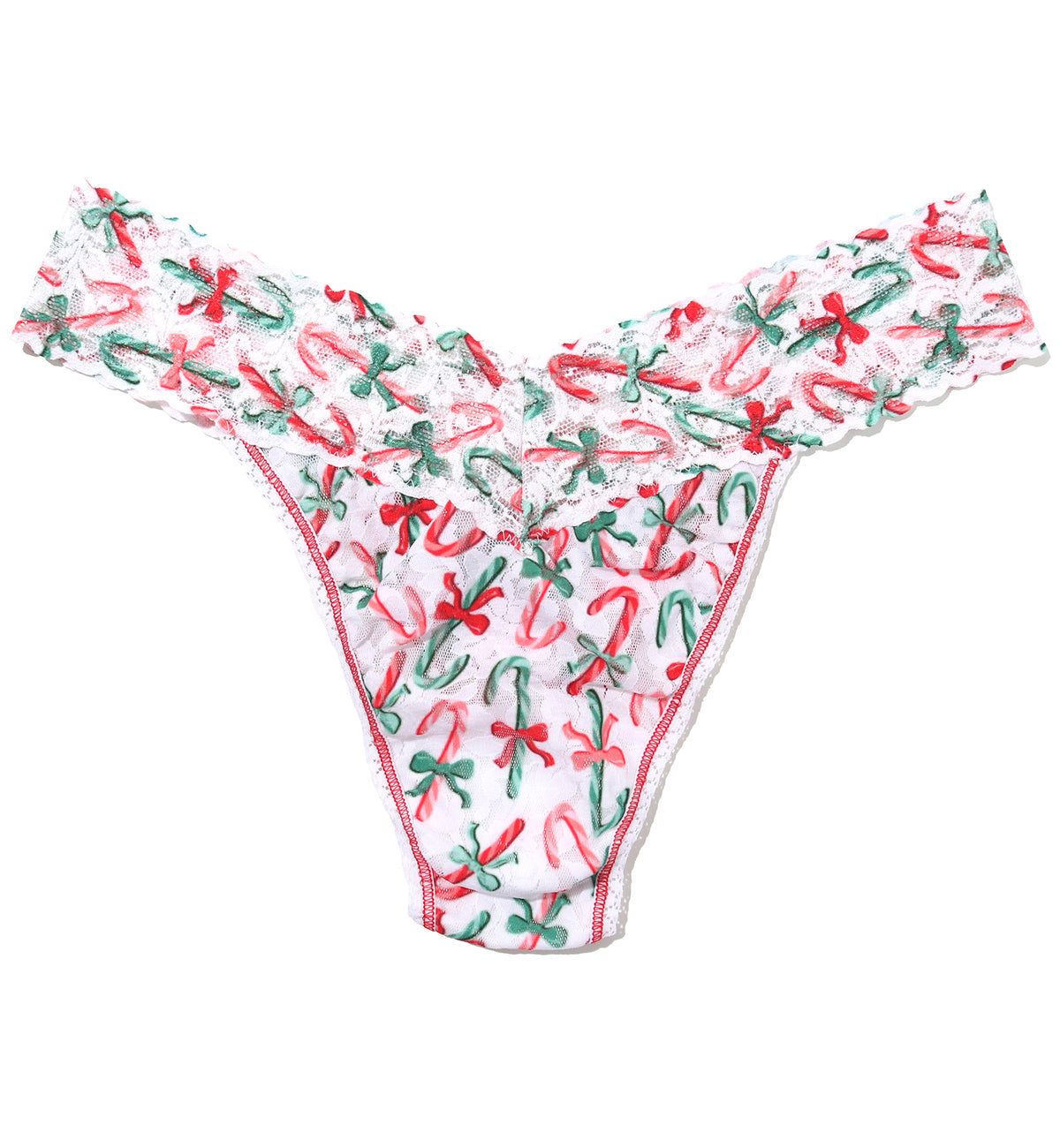 Hanky Panky Signature Lace Printed Original Rise Thong (PR4811P),Candy Cane Delight - Candy Cane Delight,One Size
