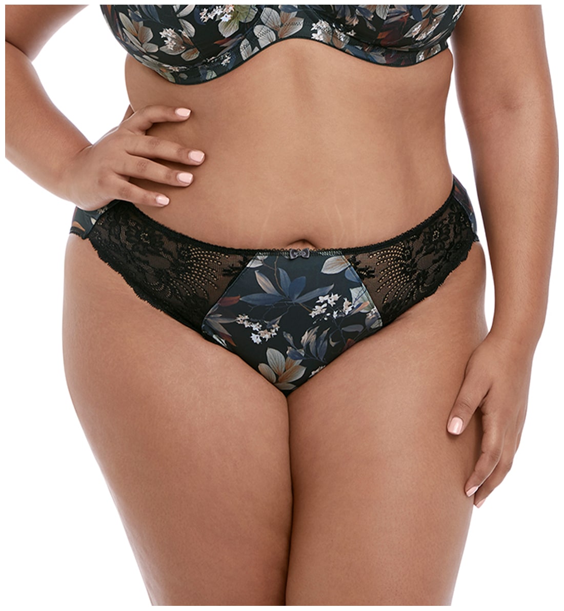 Elomi Morgan Stretch Lace Matching Panty Brief (4115),Medium,Midnight Garden - Midnight Garden,Medium