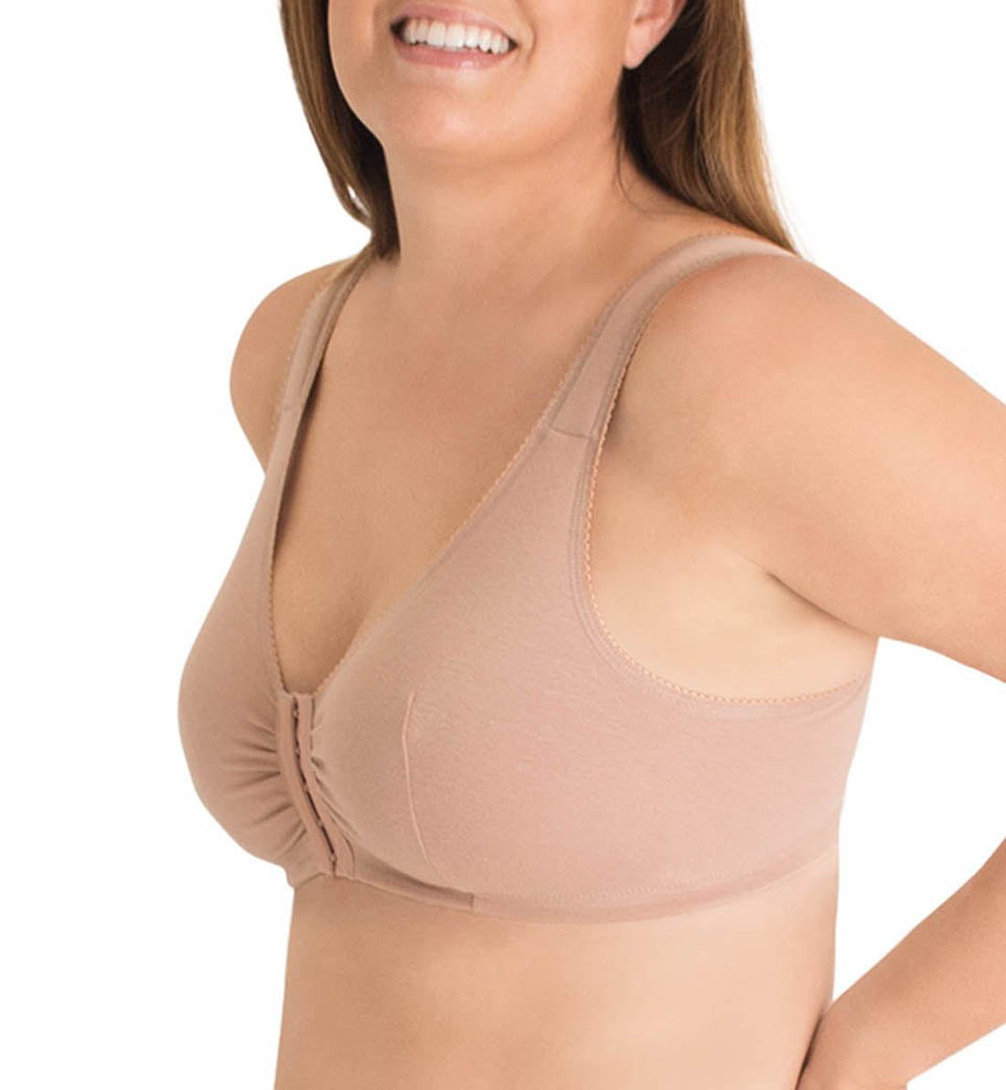 Leading Lady Meryl Cotton Front Closure Bra (110),34 C/D/DD,Warm Taupe - Warm Taupe,34 C/D/DD