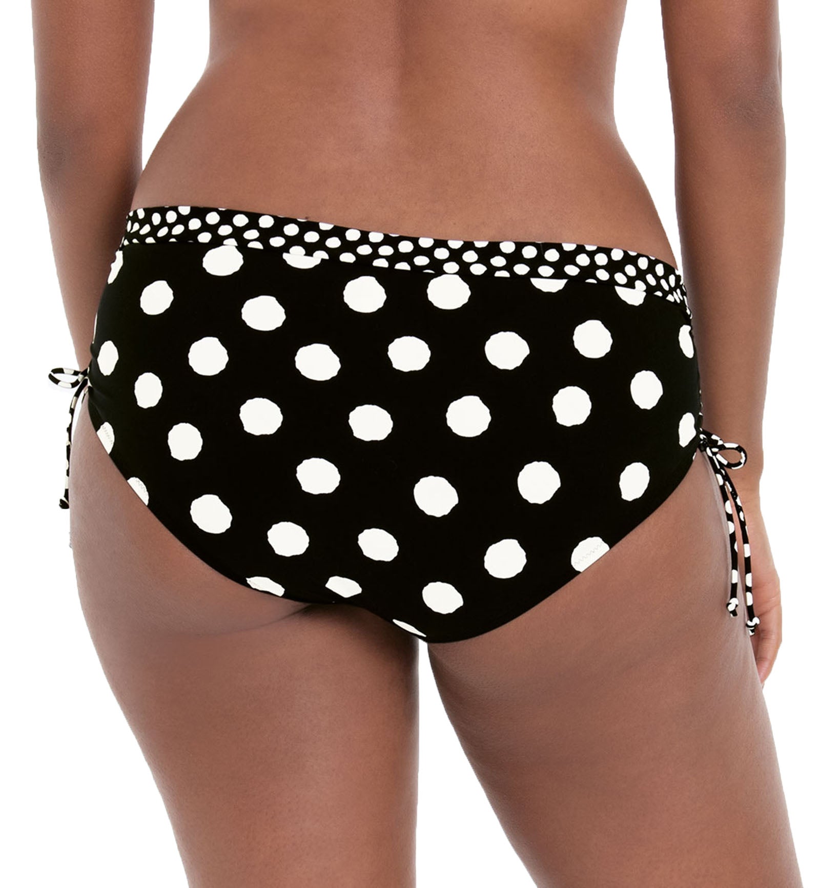 Anita Summer Dot Ebru Adjustable Side Hipster Swim Bottom (8810-0),Small,Black/White - Black/White,Small