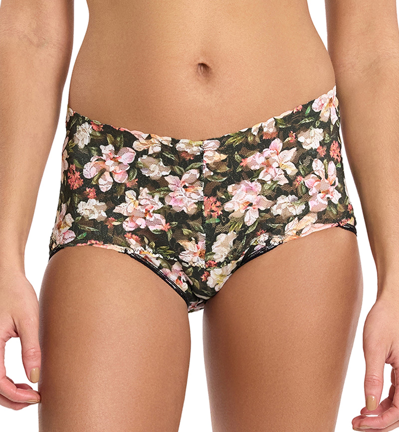 Hanky Panky Retro Lace Printed V-kini (PR9K2124),Small,Dark Room Blooms - Dark Room Blooms,Small