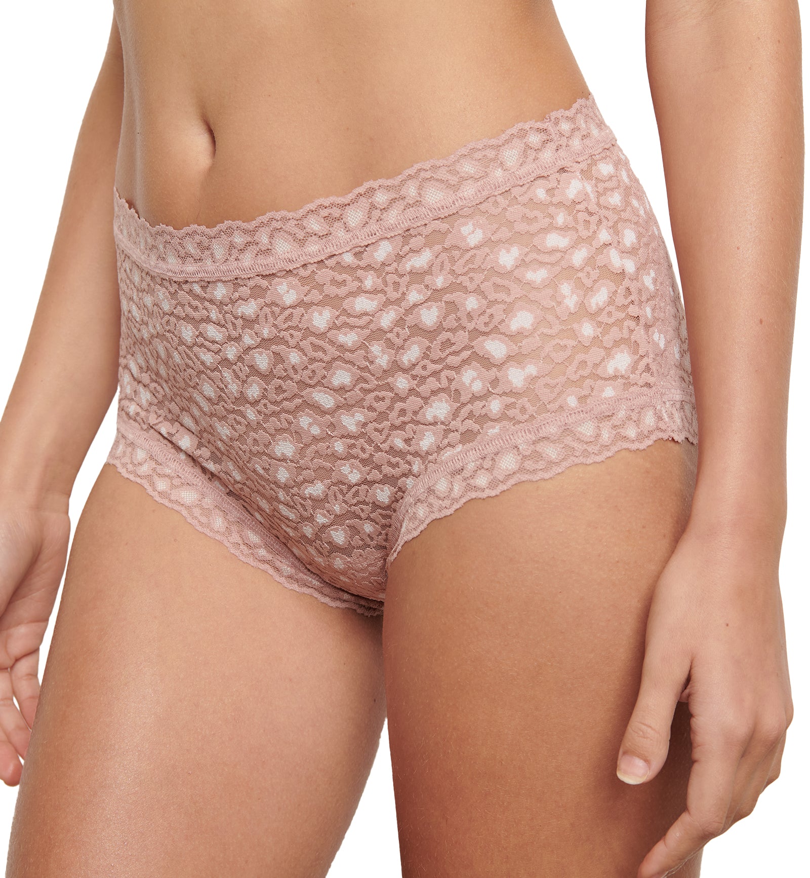 Hanky Panky Cross Dyed Leopard High Rise Boyshort (7J1292),XS,Desert Rose/White - Desert Rose/White,XS