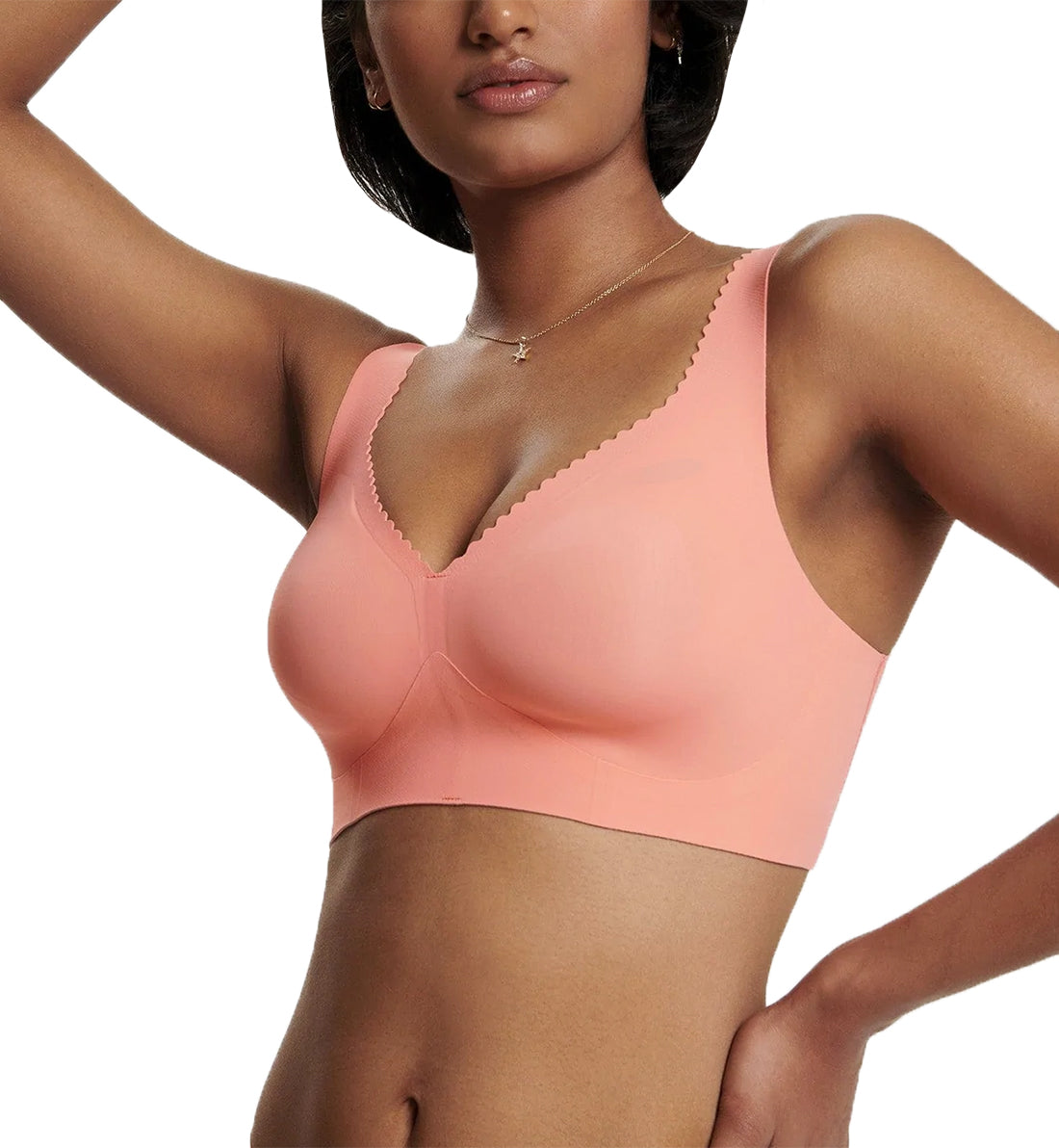 Evelyn &amp; Bobbie EVELYN Deep V-Neck Bralette (1834),Small,Coral - Coral,Small