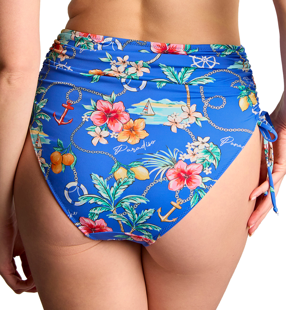 Panache Midi Gathered Swim Brief (SW2049),XS,Paradiso Print - Paradiso Print,XS