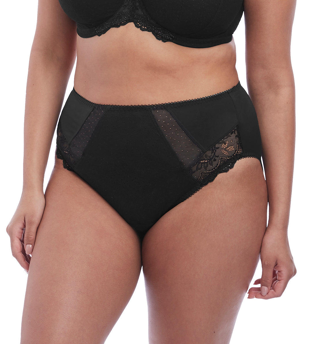 Elomi Meredith High Leg Panty Brief (4445),Large,Black - Black,Large