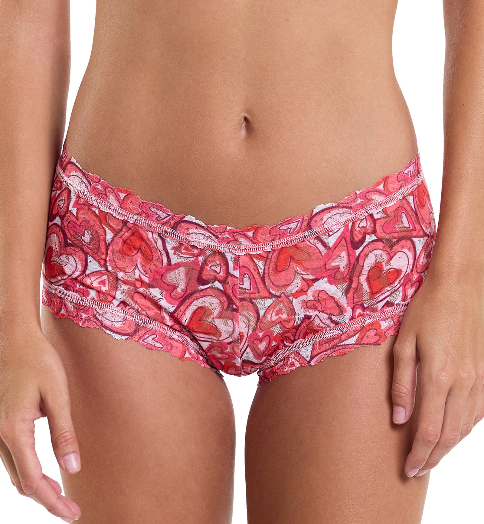 Hanky Panky Signature Lace Printed Boyshort (PR4812P),XS,Lots Of Love - Lots Of Love,XS