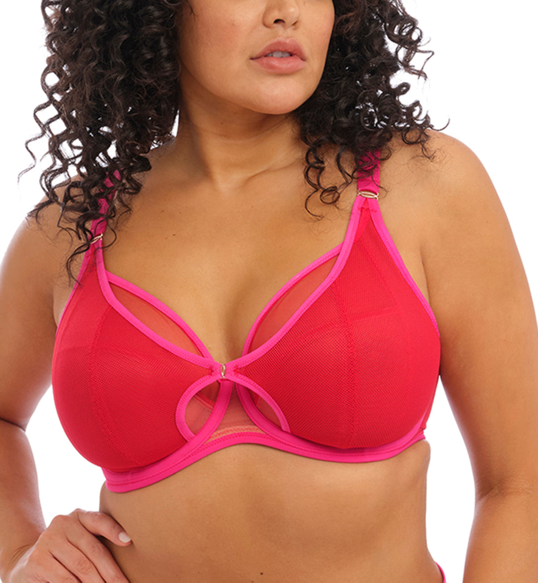 Elomi Kintai Peek-a-Boo Plunge Underwire Bra (301202),34HH,Cha Cha - Cha Cha,34HH