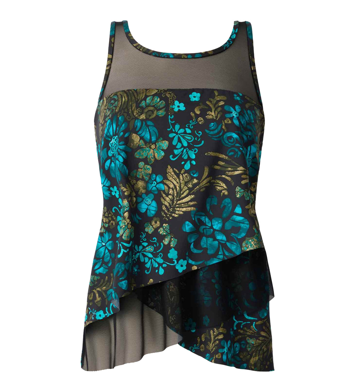 Miraclesuit Flor De Mare Mirage Underwire Tankini Top DD-Cup (6566141DD),10,Black/Multi - Black/Multi,10DD