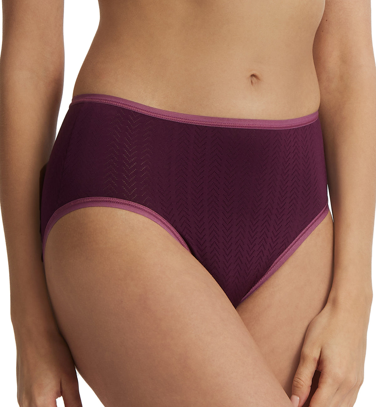 Hanky Panky MoveCalm High Waisted Brief (2P2264),XS,Dried Cherry/Damson Plum - Dried Cherry/Damson Plum,XS