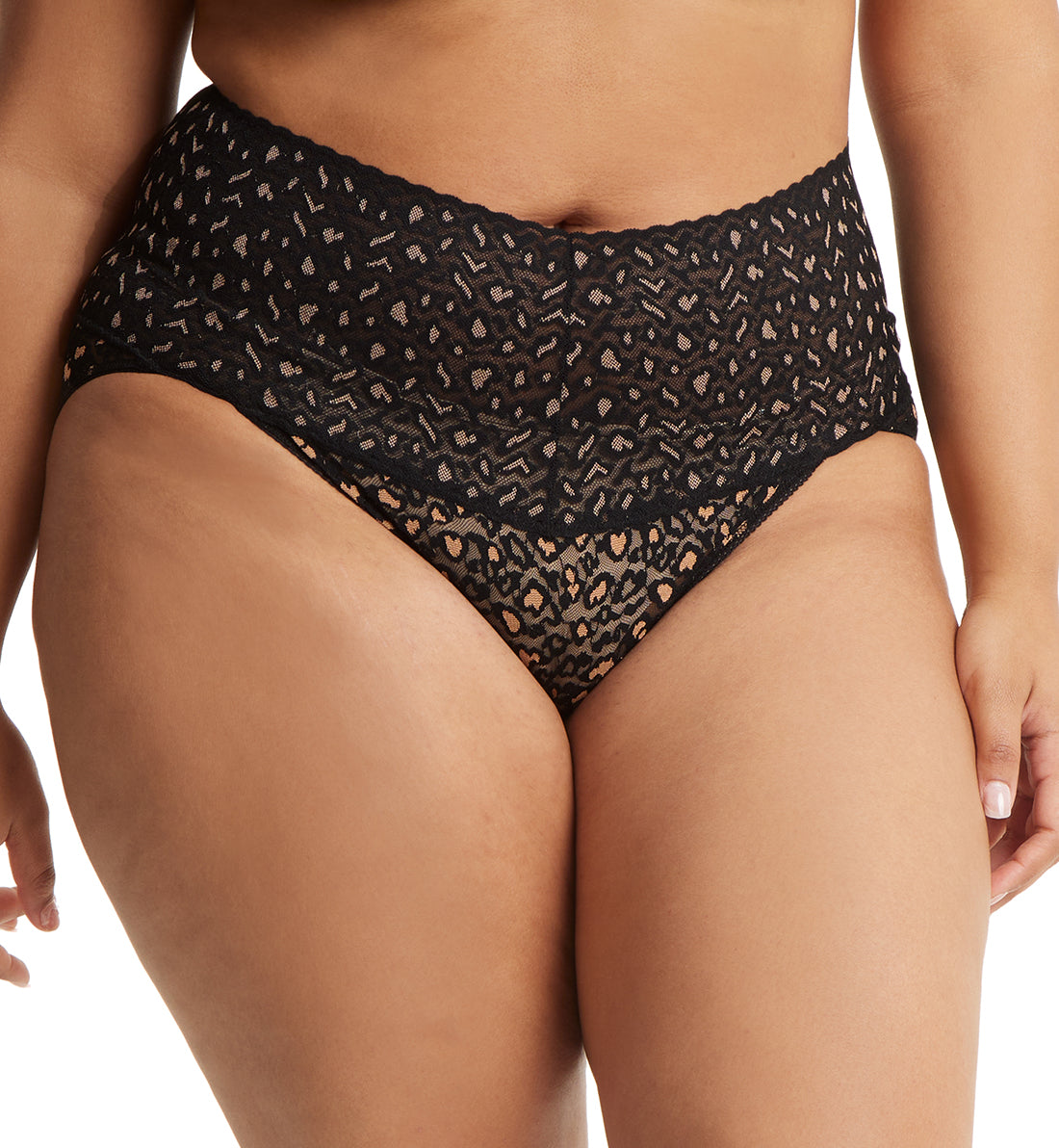 Hanky Panky Cross Dyed Leopard Retro V-kini (7J2121X),1X,Black/Praline - Black/Praline,1X