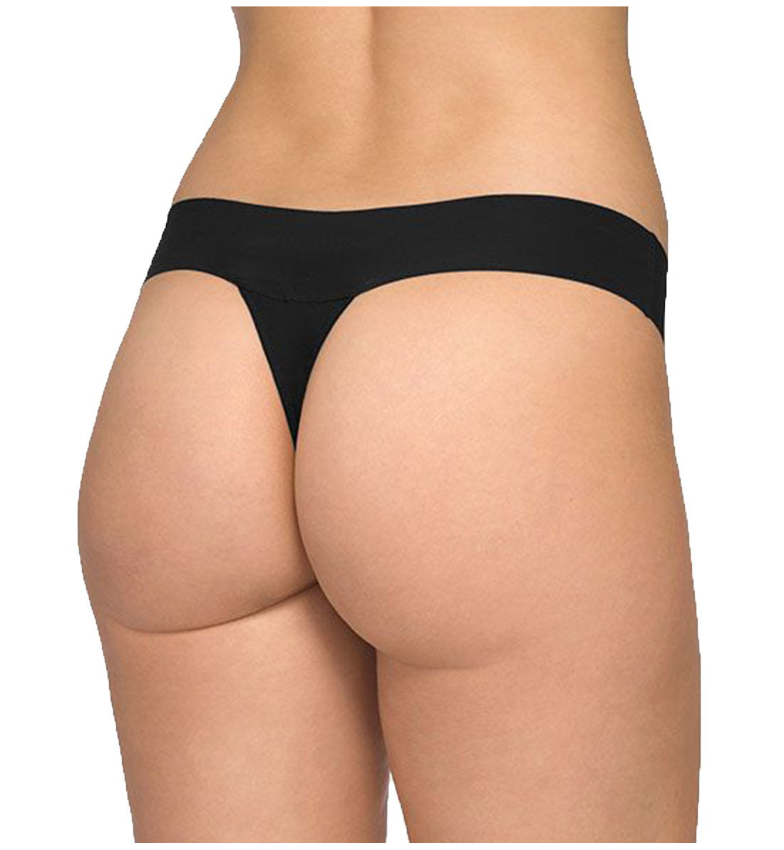 Hanky Panky BreatheSoft Natural Rise Thong (6J1661B),XS,Black - Black,XS