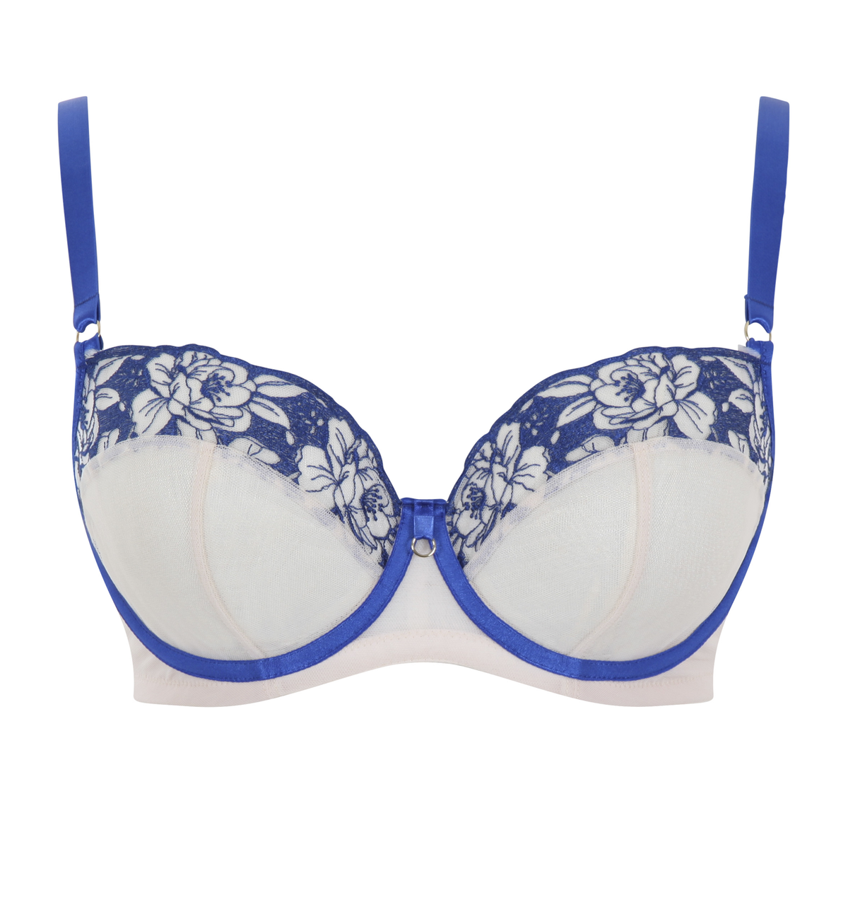 Panache Rosa Balconnet Underwire Bra (10791),30F,Cobalt/Latte - Cobalt/Latte,30F
