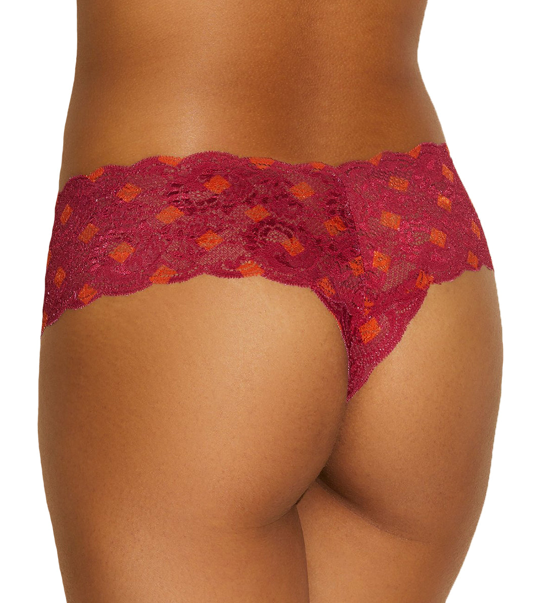 Cosabella Never Say Never Printed Comfie Thong (NEVEP0343),L/XL,Diamond Deep Ruby - Diamond Deep Ruby,L/XL