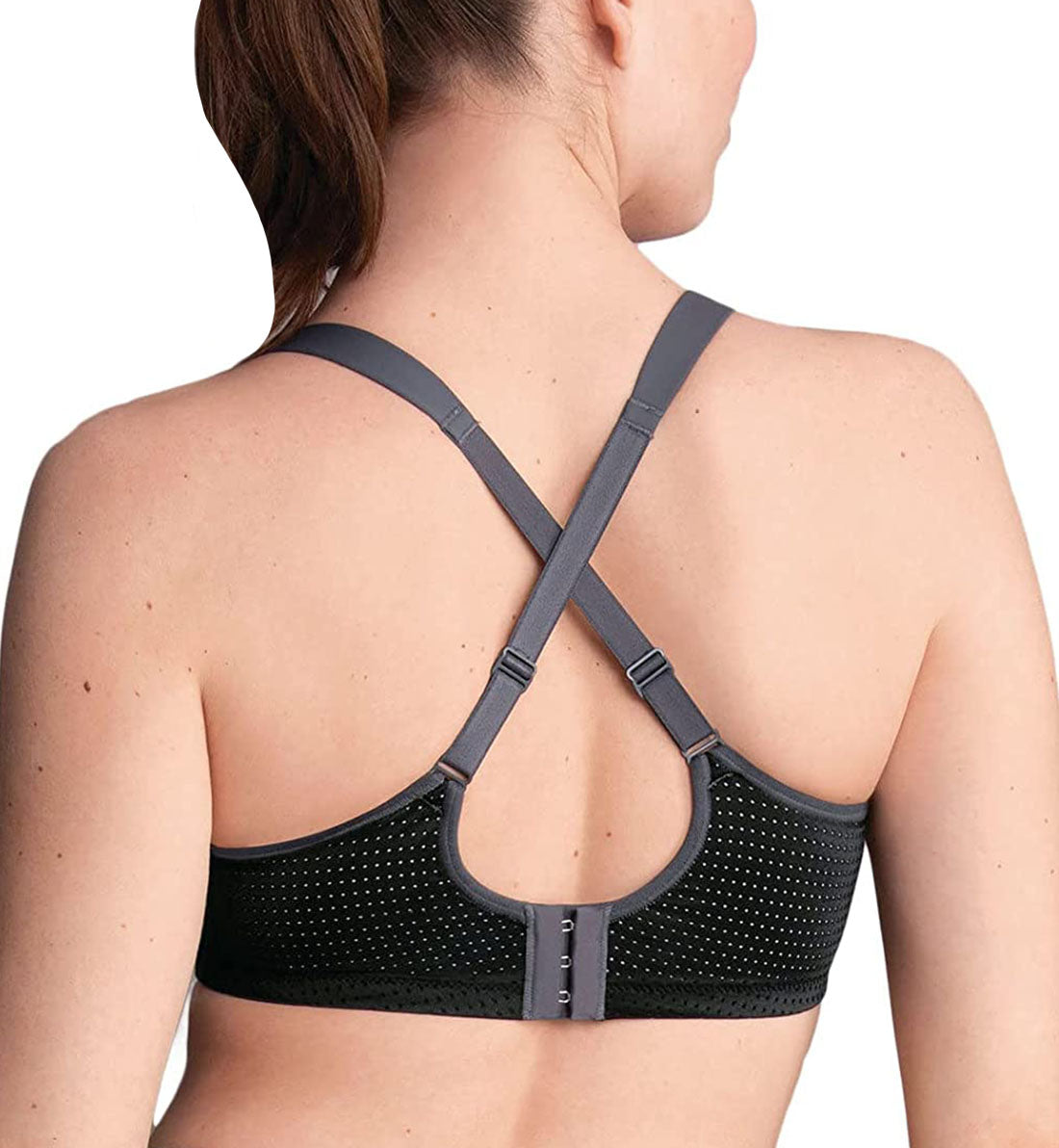 Anita Performance WireX Convertible Molded Sports Bra (5599),32C,Black/Anthracite - Black/Anthracite,32C