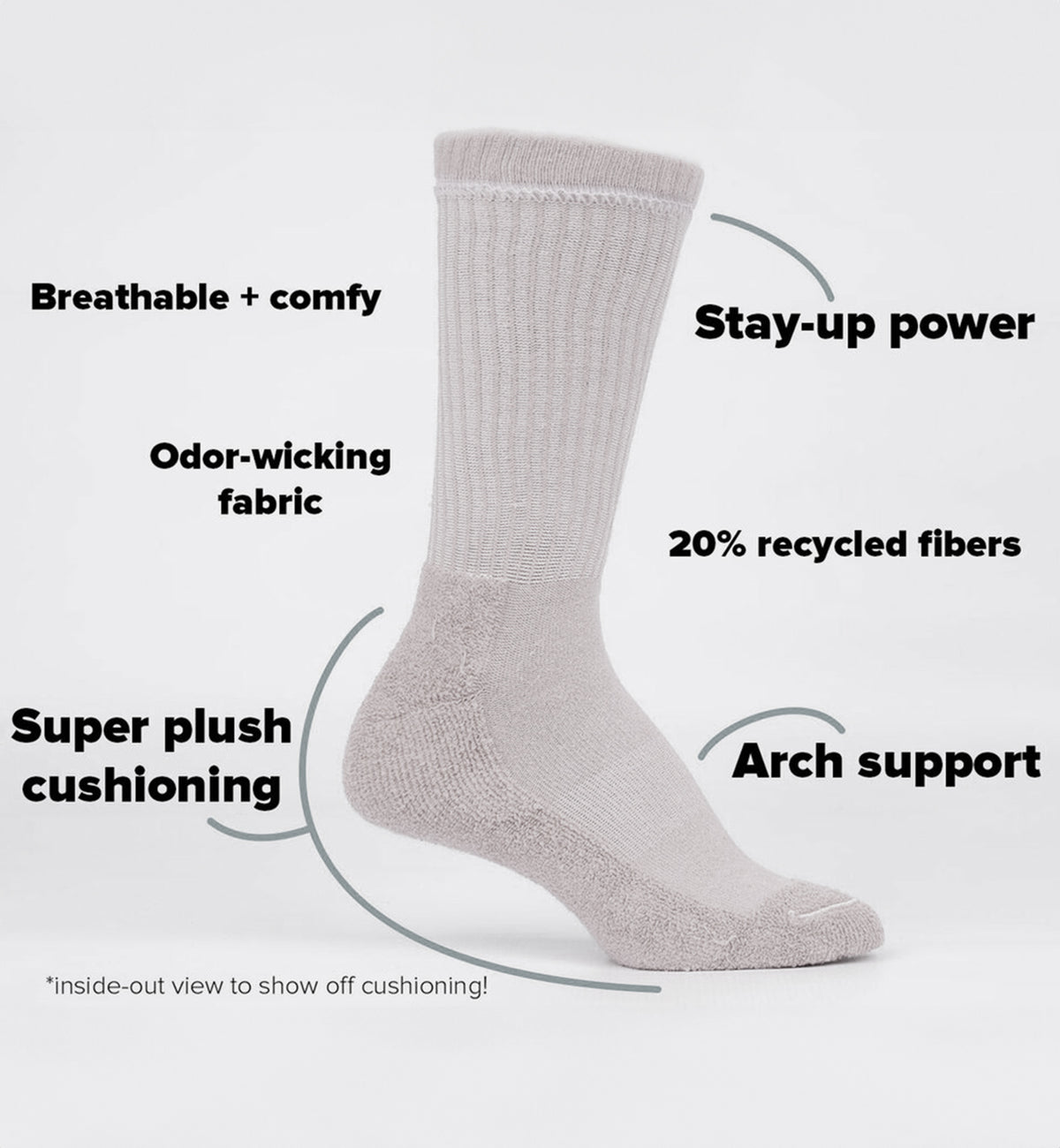 SOCK it to me Athletic Ribbed Crew Socks (R0010-2),Thunderstruck (White) - Thunderstruck (White),One Size