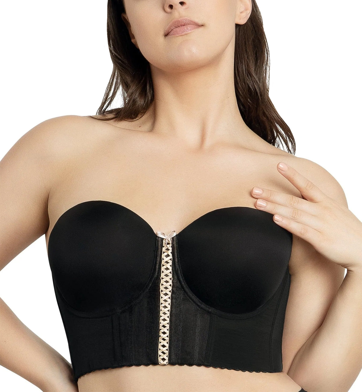 Parfait Shea Molded Strapless Underwire Longline Bra (P60671),30E,Black - Black,30E