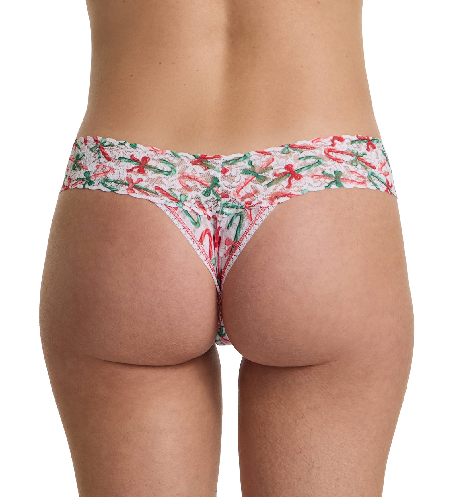 Hanky Panky Signature Lace Printed Low Rise Thong (PR4911P),Candy Cane Delight - Candy Cane Delight,One Size