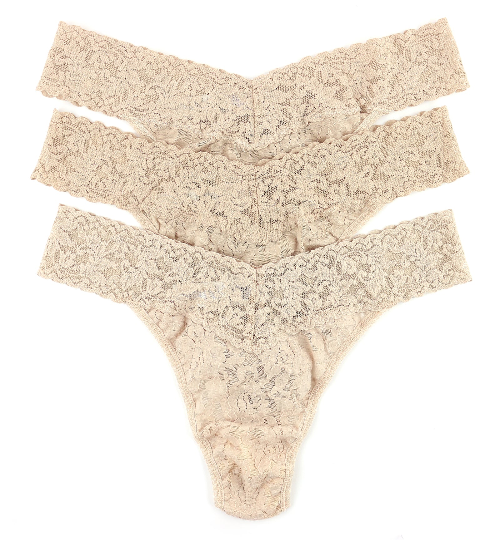 Hanky Panky 3-PACK Signature Lace Original Rise Thong (48113PK),All Chai - All Chai,One Size