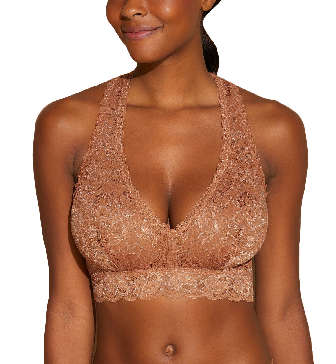 Cosabella NSN Metallics CURVY Racie Racerback Bralette (NEVME1355),Medium,Dark Copper - Dark Copper,Medium