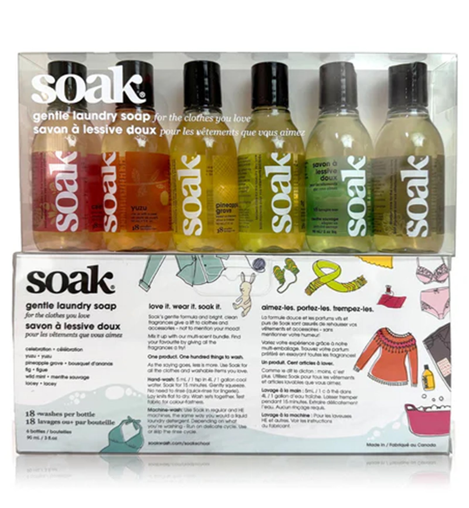 Soak Box Sampler Travel Set (6 Pack of 3 oz. bottles),Assorted - Assorted,6 pack