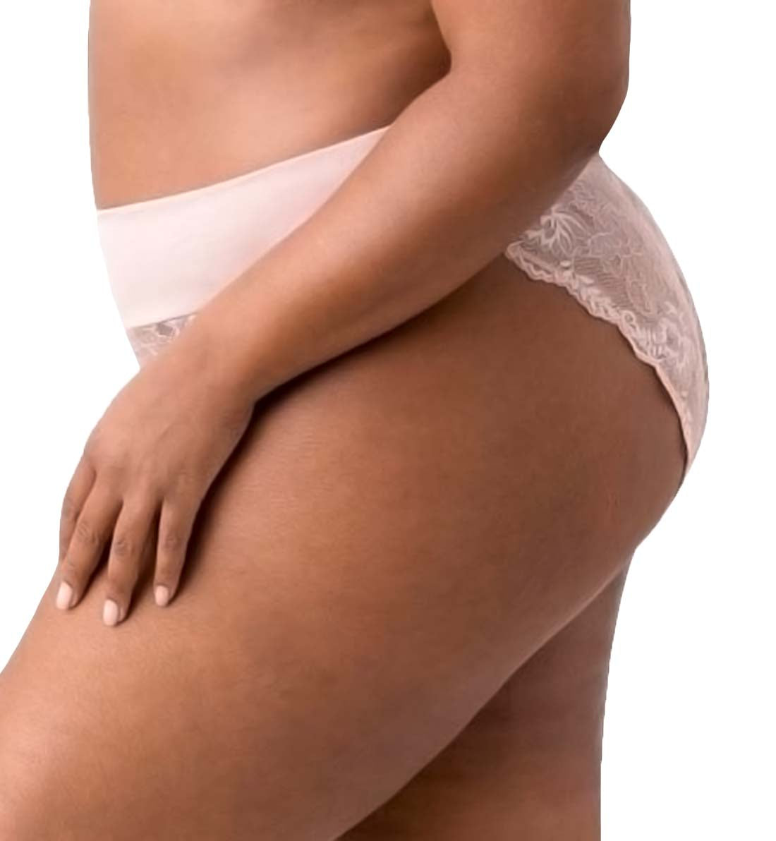 Elila Mid Rise Lace Tanga Panty (3903),Medium,Dusty Rose - Dusty Rose,Medium