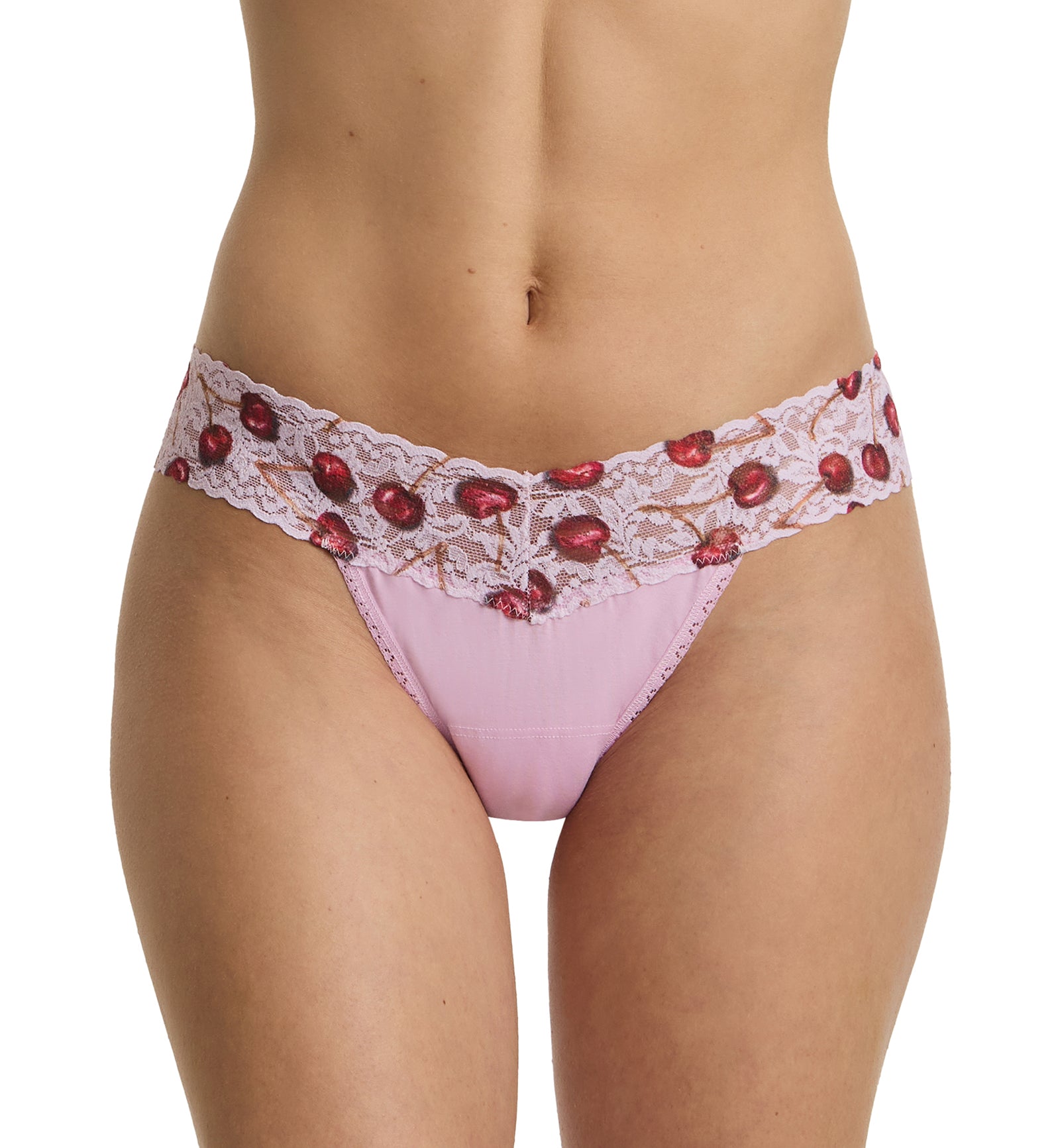 Hanky Panky Supima® Cotton Printed Low Rise Thong (891582),Cherry Delight - Cherry Delight,One Size