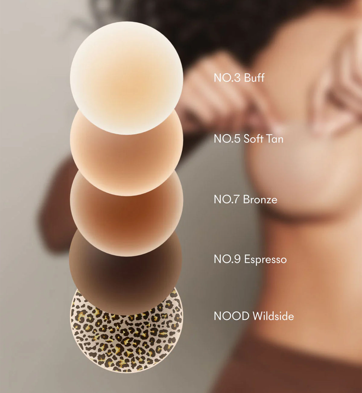 NOOD No-Show Round Adhesive Reusable Nipple Covers (4 inch),No. 9 / Coffee - Coffee,4 INCH