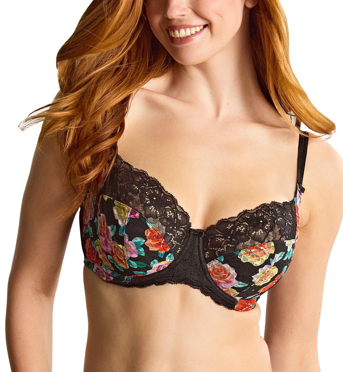 Panache Envy Balcony Underwire Bra (7285),28F,Black Rose - Black Rose,28F