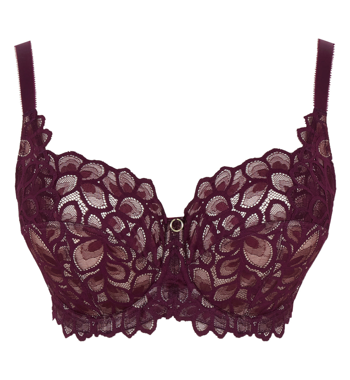 Panache Allure Stretch Lace Full Cup Underwire Bra (10765),30E,Plum - Plum,30E