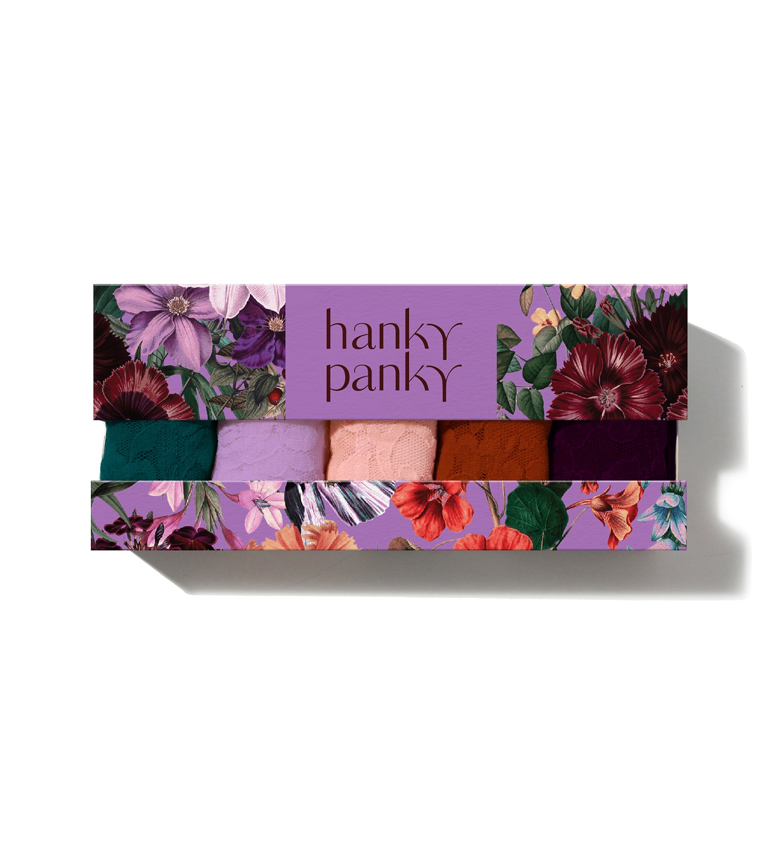 Hanky Panky 5-PACK Signature Lace Original Rise Thong (48115PK),BLFC - Blushing Rose/Lavender Fields/Clay Ole/Plum/Hot Teal,One Size