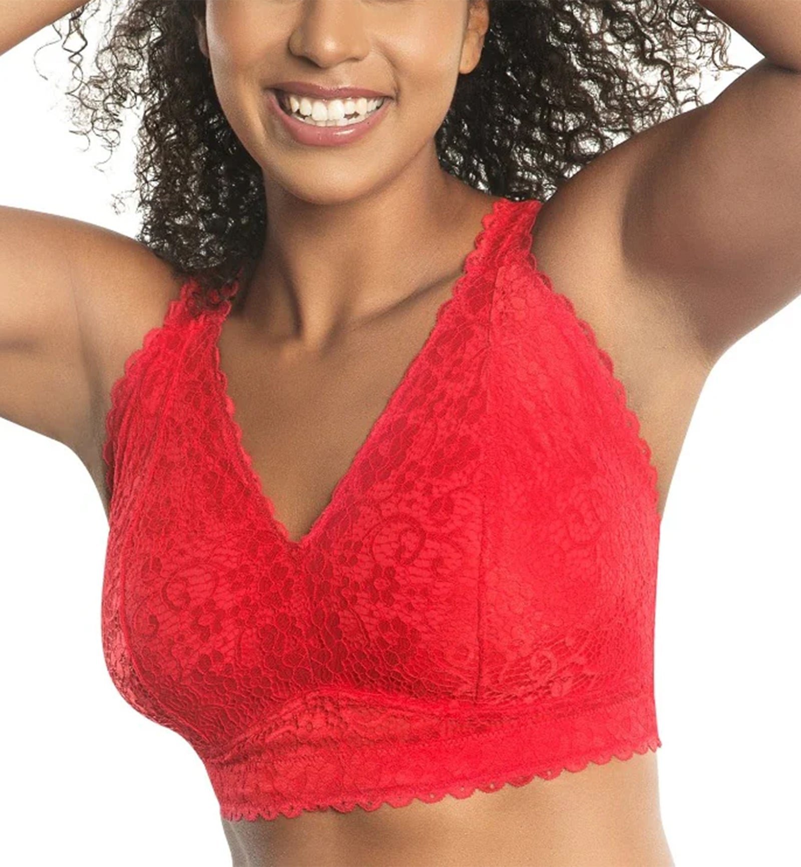 Parfait Adriana Banded Stretch Lace Wireless Bralette (P5482),30DD,Racing Red - Racing Red,30DD
