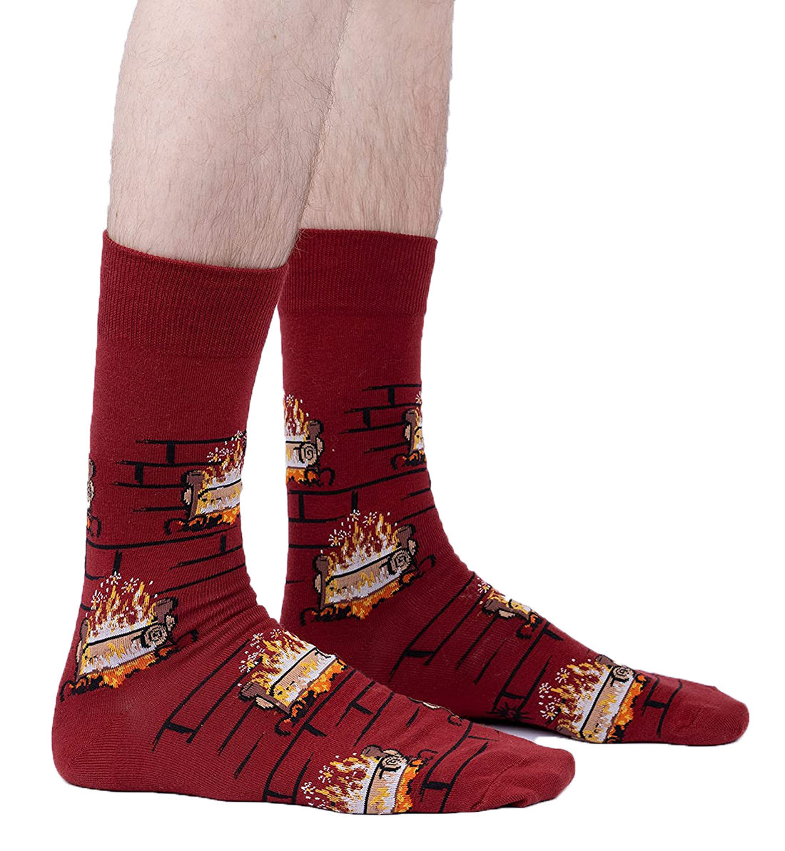 SOCK it to me Men's Crew Socks (MEF0588),Yule Log - Yule Log,One Size